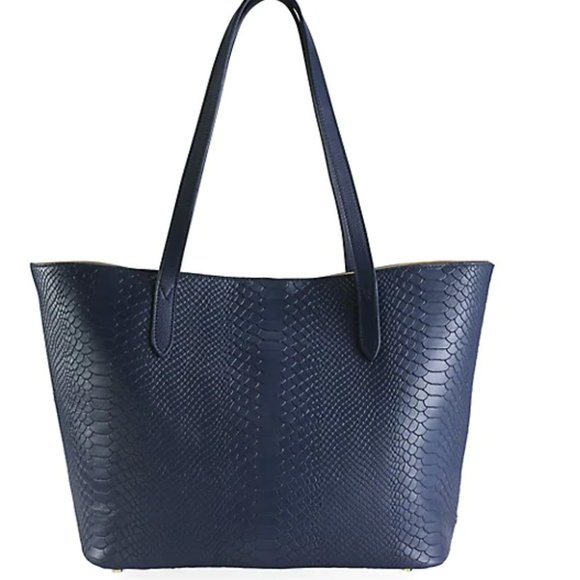 Gigi New York Navy Python Teddie Tote - Picture 1 of 6